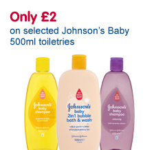 Only £2 on selected Johnson's Baby toiletries